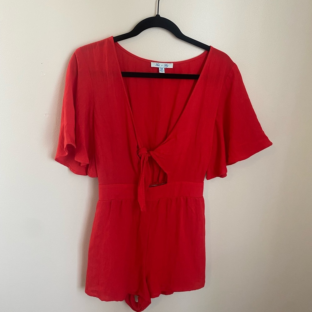 She + Sky Red Romper